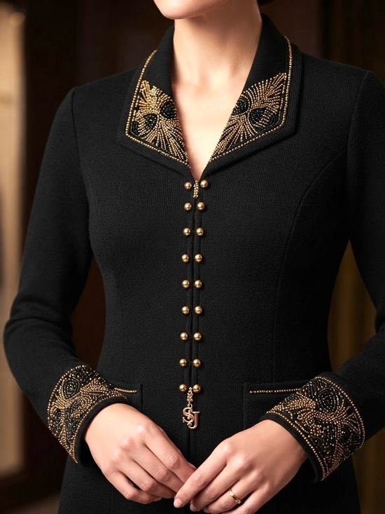 St. John Jackets & Blazers - St. John Black Jacket with Gold Bead Embellishment